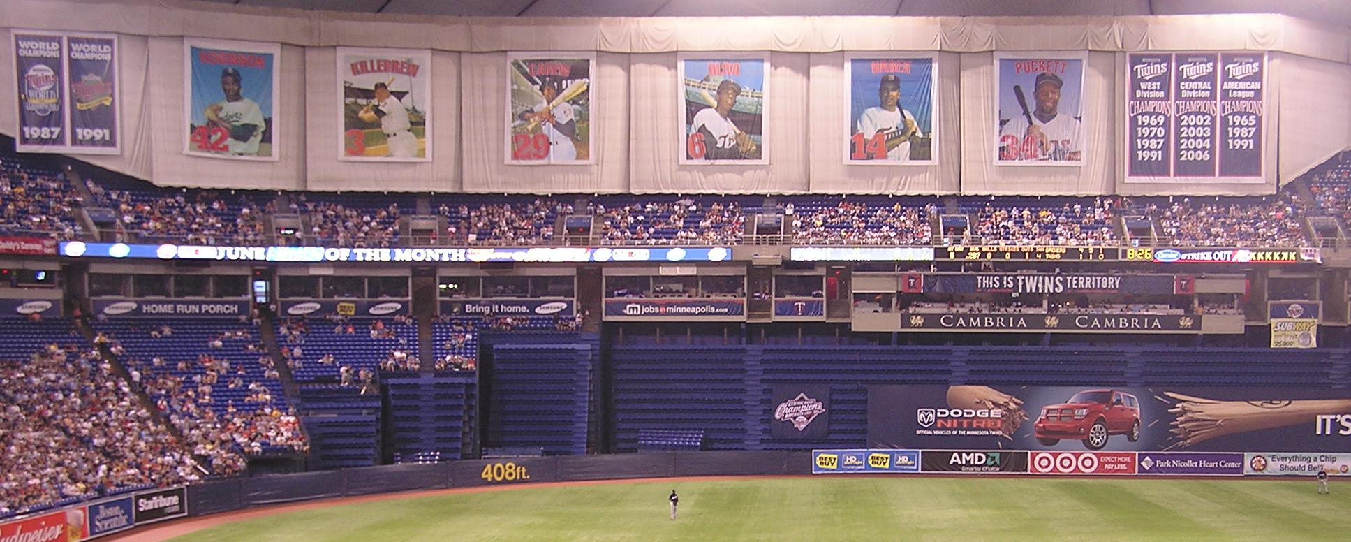 The retired numbers at the Metrodome